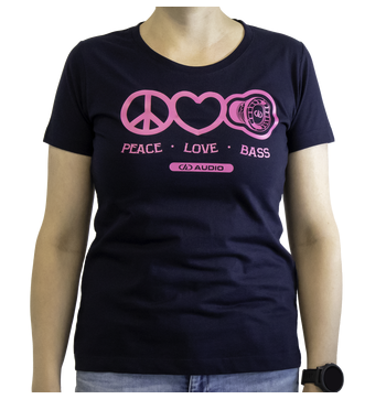 DD Women′s t-shirt M Navy Love Peace & Bass kuva