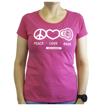 DD Women′s t-shirt L Pink Love Peace & Bass kuva